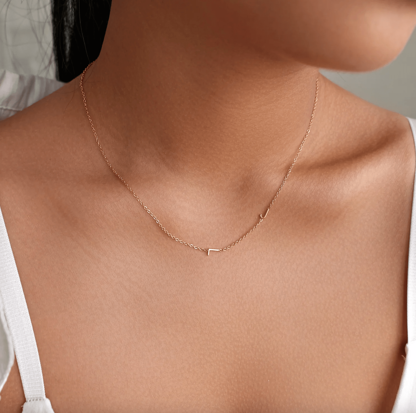 Dainty Sideways Initial Necklace - ELityyy